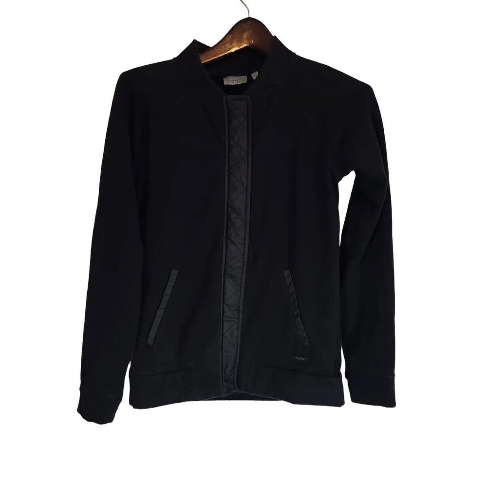 Athleta Women's Black Full Zipper & Snap On Buttons Bomber Jacket Size XS
